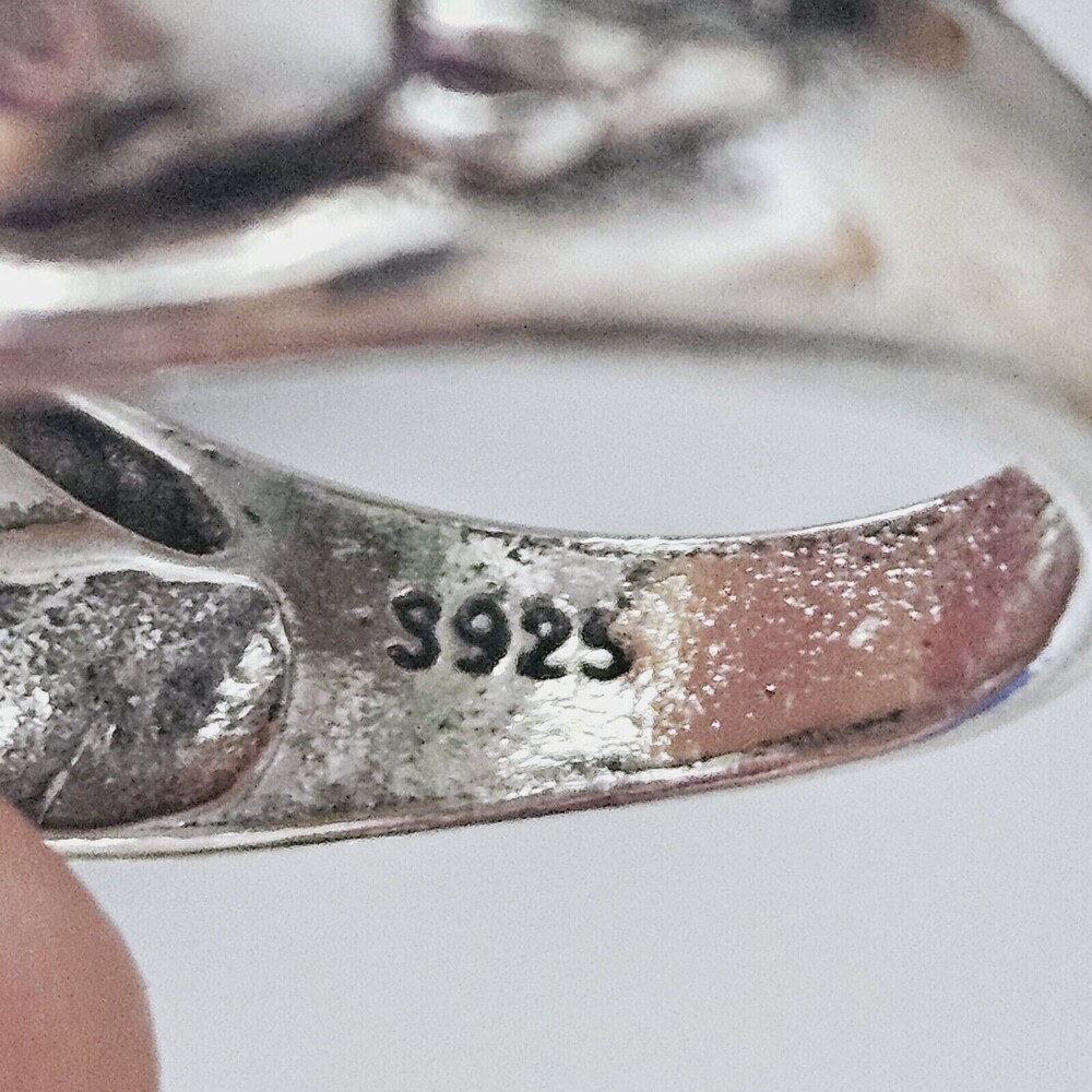 Silver 925 Retro Cat Original Opening Ring Adjustable Knuckle Women Kitty 6-7 - Picture 9 of 12